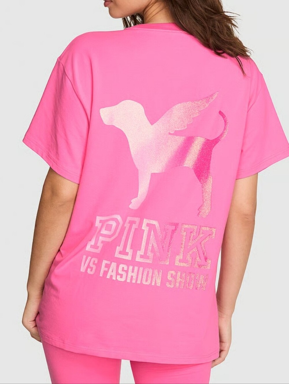 PINK VS FASHION SHOW 2026 BLING CAMPUS TEE NEW XS MSRP $40